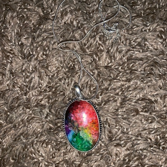 Rainbow Solar Quartz Ring & Necklace Set - Picture 7 of 8